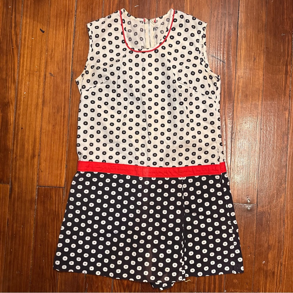 Polka Dot 60’s Mod Mini Scooter Dress with Hidden Shorts S/M Vintage